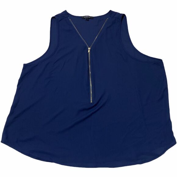 AMBIANCE Sleeveless Quarter Zip Blue Blouse 2XL - Picture 6 of 11
